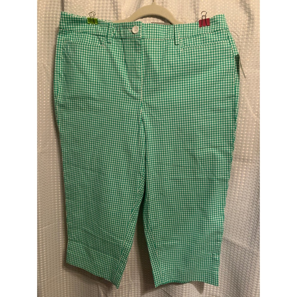 Talbots Perfect Skimmer Green Gingham Curvy Petite Slim Pedal Pusher Pants 10P - Picture 1 of 7